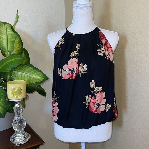 Joie Anatase Black Floral Silk Tank Top Blouse Career Small - Picture 2 of 3